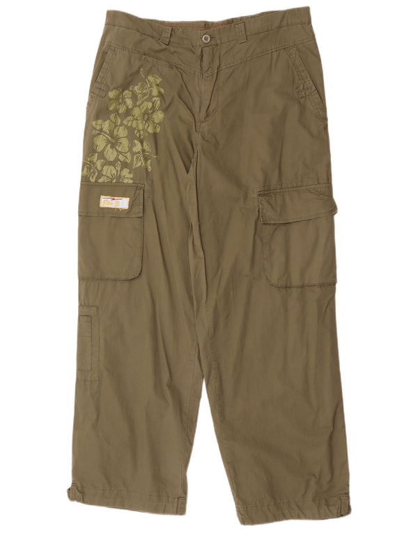 Vintage hombres pantalones cargo rectos grandes W36 L32 algodón floral caqui