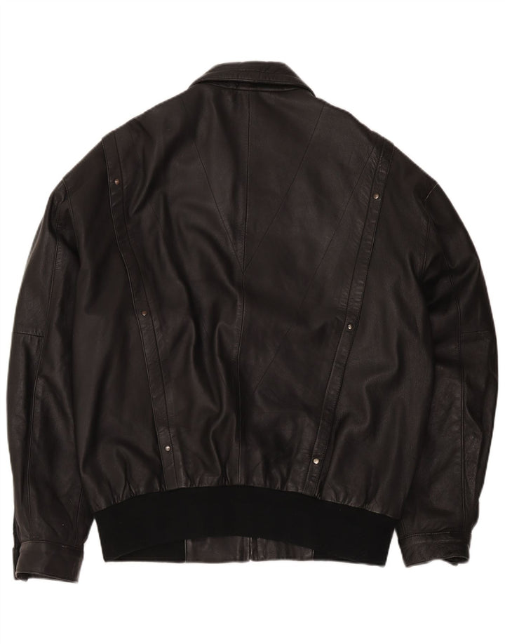 Vintage hombres cuero bomber chaqueta Reino Unido 42 XL negro