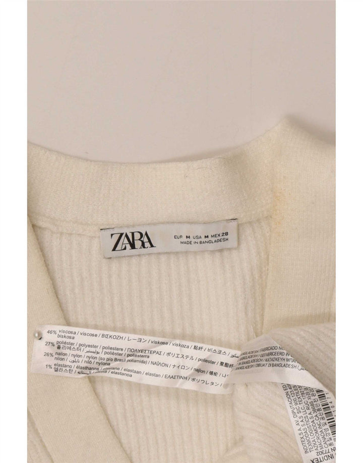 Zara - Cárdigan para mujer, talla 40, viscosa blanca mediana