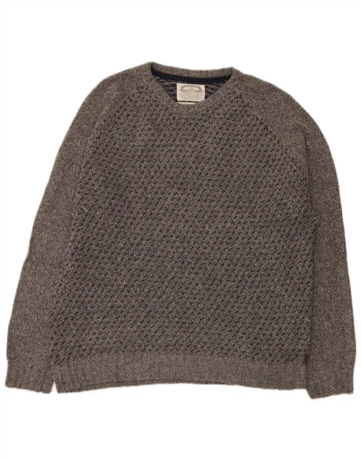 Jersey de cuello redondo para hombre de White Stuff XL de lana de cordero con lunares grises