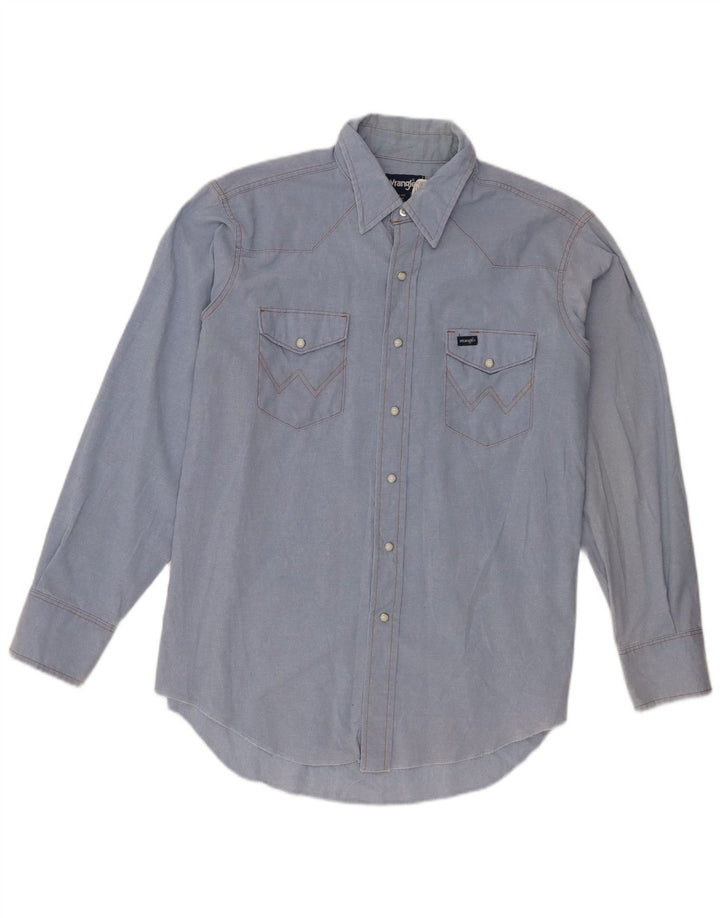Wrangler Camisa Western Regular Fit para hombre Talla 17 XL Poliéster azul