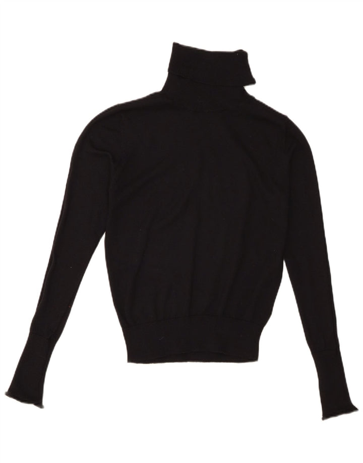 Zara Mujer Roll Neck Jumper Sweater UK 10 Small Negro Poliéster