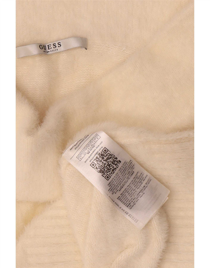 Guess Suéter oversize con cuello vuelto para mujer UK 4 XS Off White Polyamide