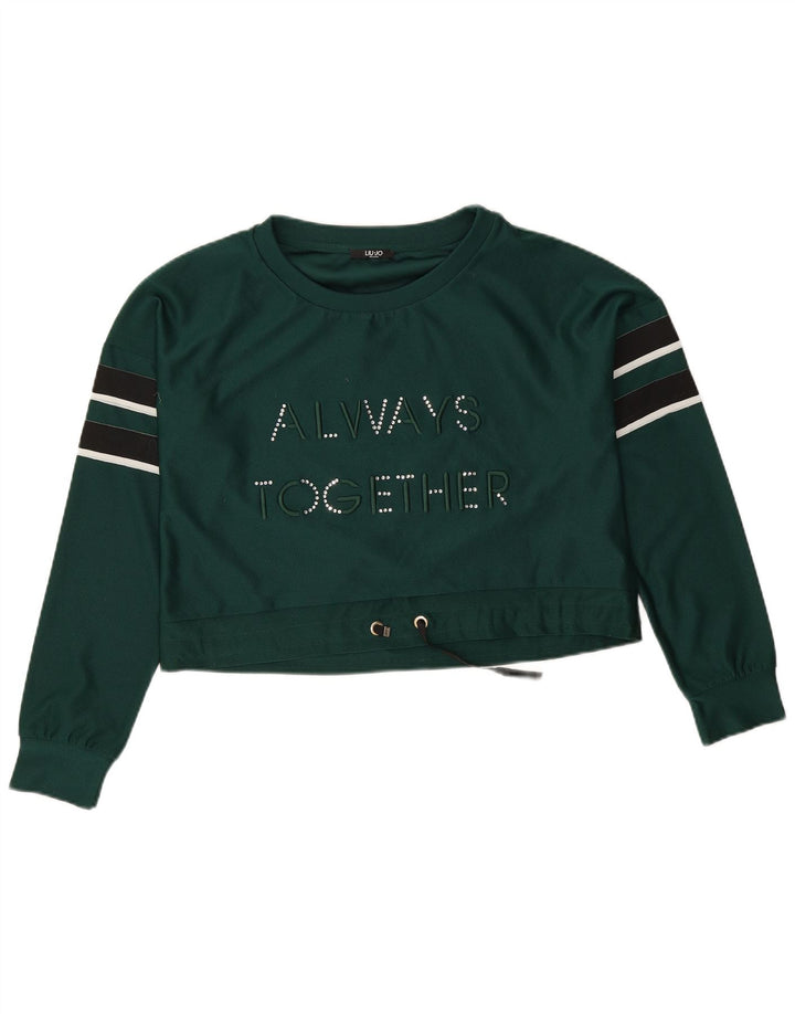 Liu Jo Mujer Oversize Graphic Sudadera Jumper UK 10 Small Verde
