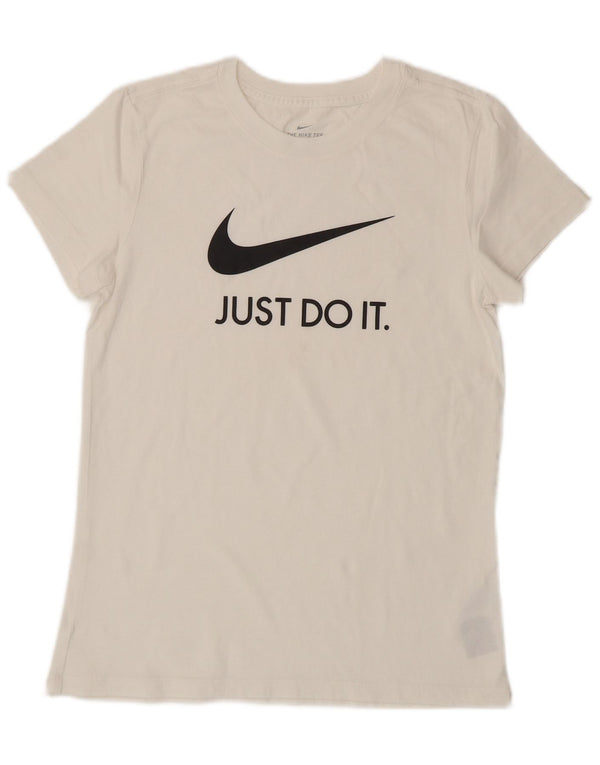 NIKE Camiseta gráfica para mujer Top UK 12 Medium White Cotton