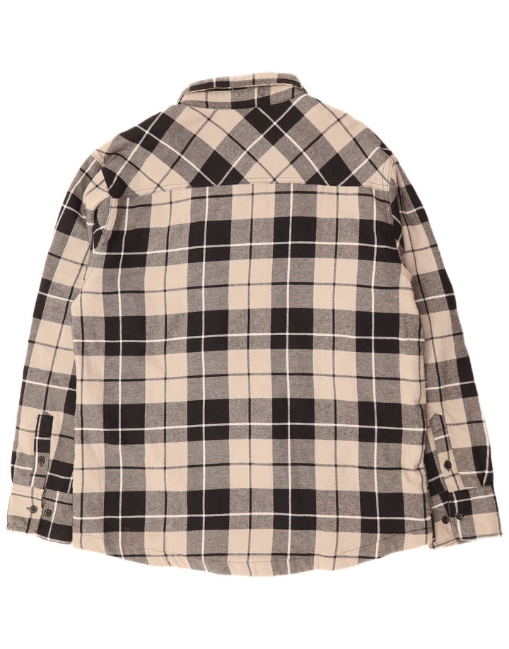 VINTAGE Camisa de franela de leñador para hombre XL Algodón a cuadros negros