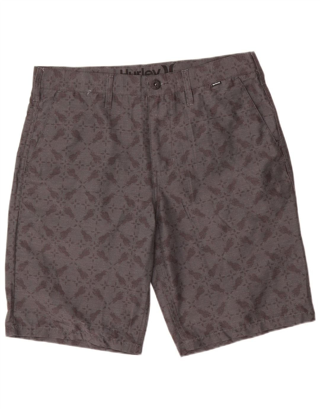 Hurley Pantalones cortos chinos para hombre W33 Poliéster geométrico gris medio