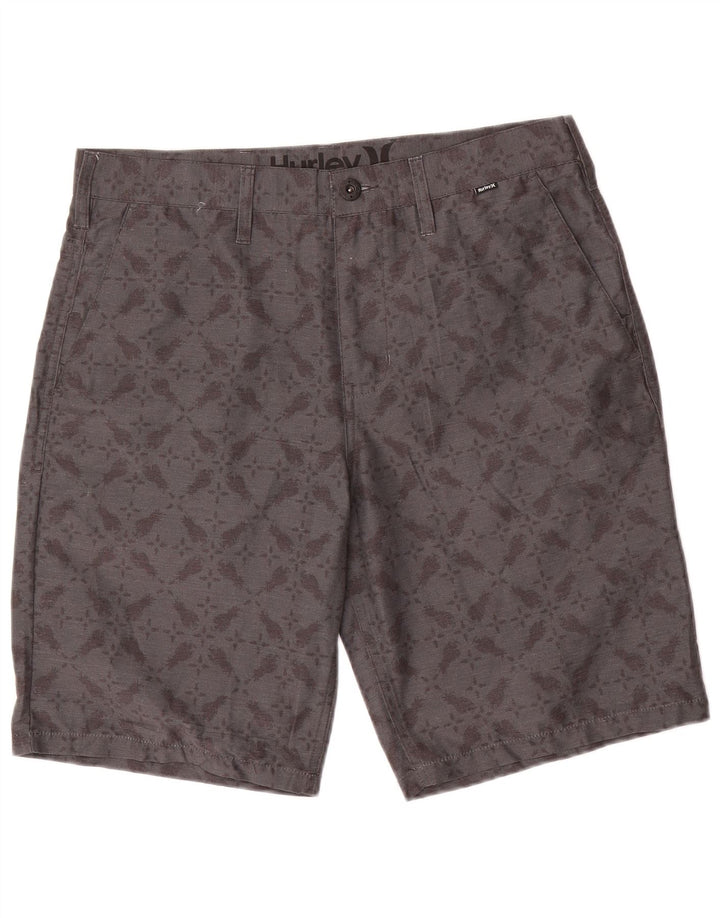 Hurley Pantalones cortos chinos para hombre W33 Poliéster geométrico gris medio