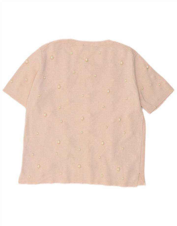 Zara Mujer Blusa Top UK 44 Grande Viscosa Rosa
