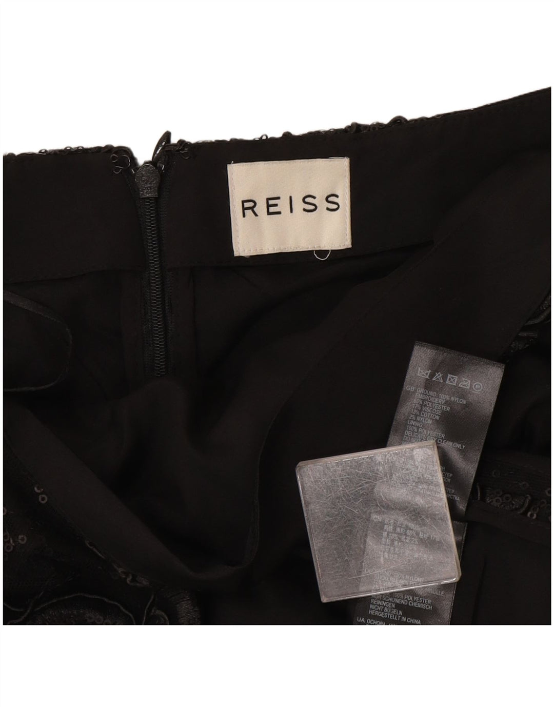 Minifalda Reiss para mujer con estampado abstracto W30 Poliéster negro mediano