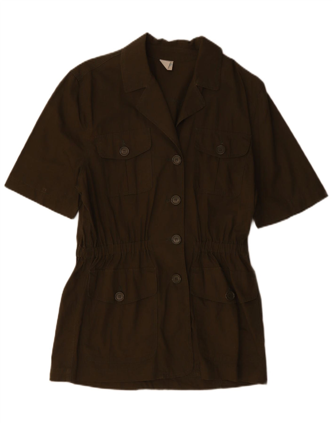 BENETTON Chaqueta tipo blazer de manga corta con 4 botones para mujer IT 42 Caqui mediano