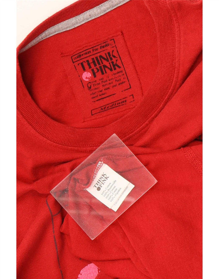 Think Pink Top gráfico para hombre manga larga algodón rojo medio