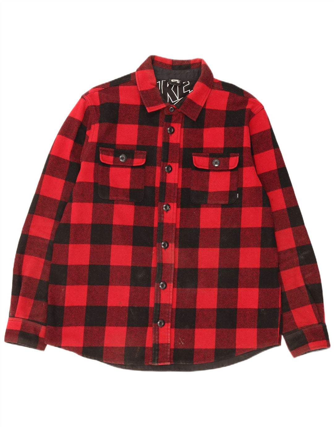 Nike Camisa de franela Lumberjack para hombre XL Lana de cuadros rojos
