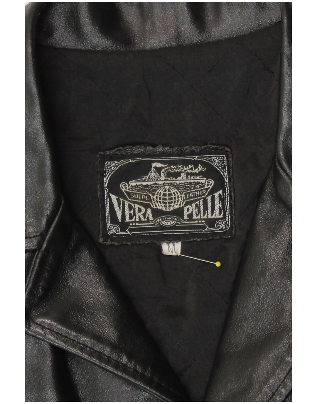 Vintage chaqueta de cuero para hombre Reino Unido 38 cuero negro medio