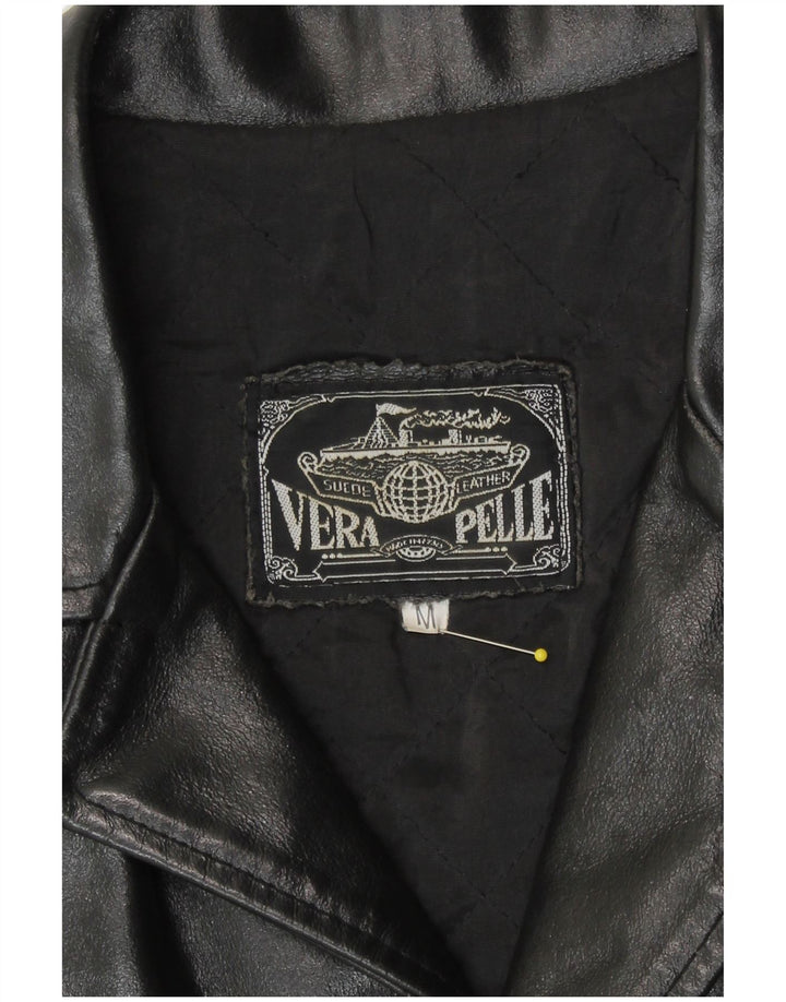 Vintage chaqueta de cuero para hombre Reino Unido 38 cuero negro medio