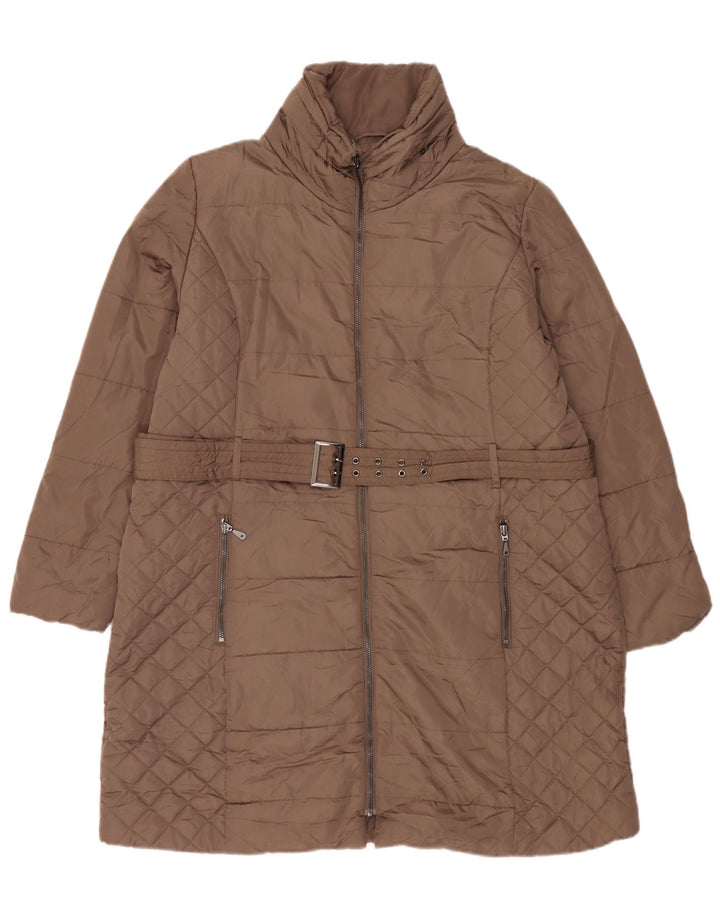 Marks & Spencer Abrigo acolchado con capucha para mujer UK 40 XL Poliéster marrón