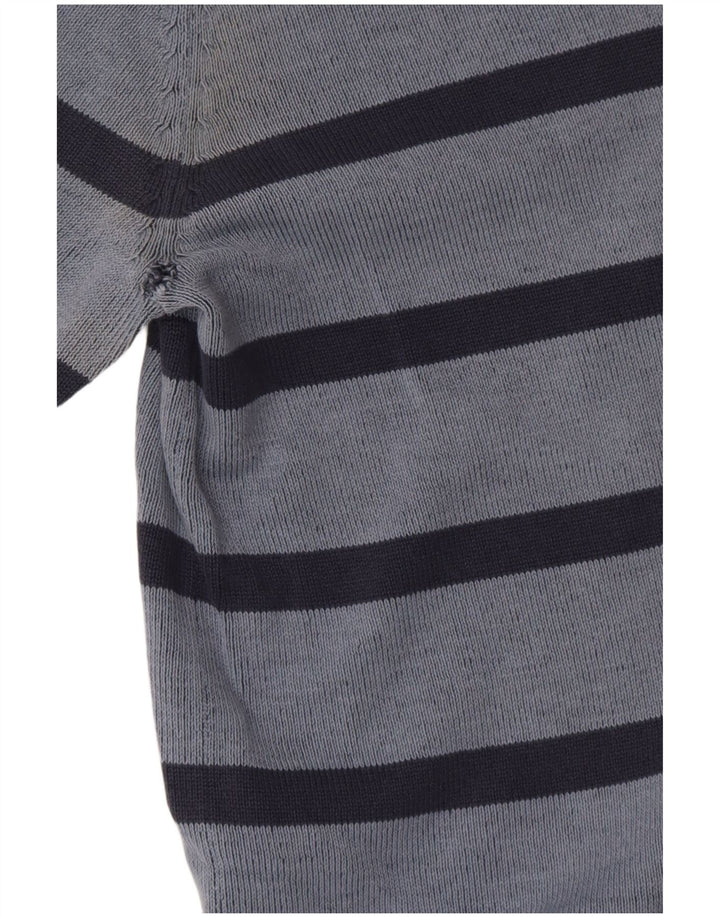 Canda - Jersey de cuello redondo para hombre, talla 2XL, color azul a rayas