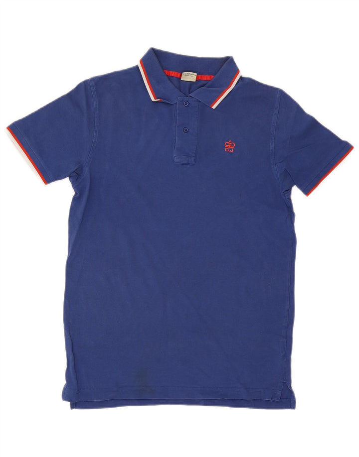 Casucci Polo para hombre de algodón a rayas azules grandes