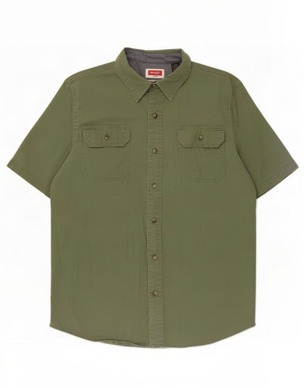 Camisa Wrangler Hombre Manga Corta Algodón Verde Medio