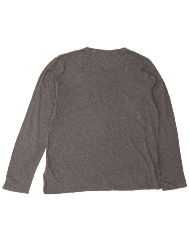 TOMMY HILFIGER Top gráfico para hombre de manga larga de algodón gris grande