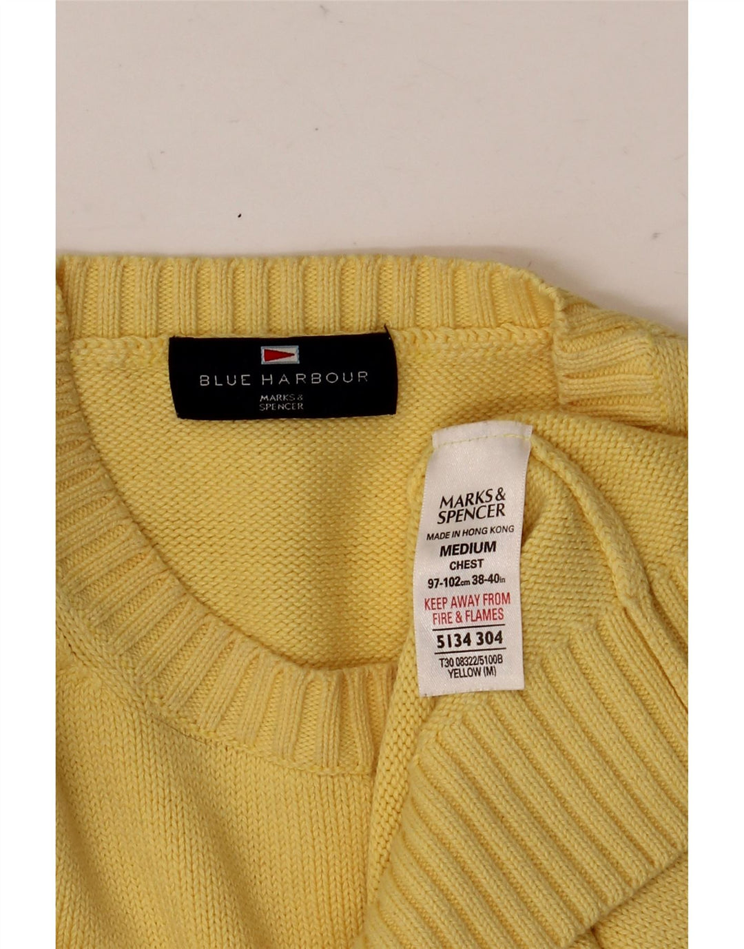 Marks & Spencer Jersey de cuello redondo azul Harbor para hombre Amarillo mediano
