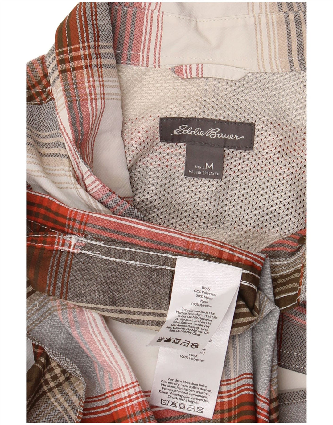 Eddie Bauer Camisa de manga corta para hombre Poliéster a cuadros gris medio