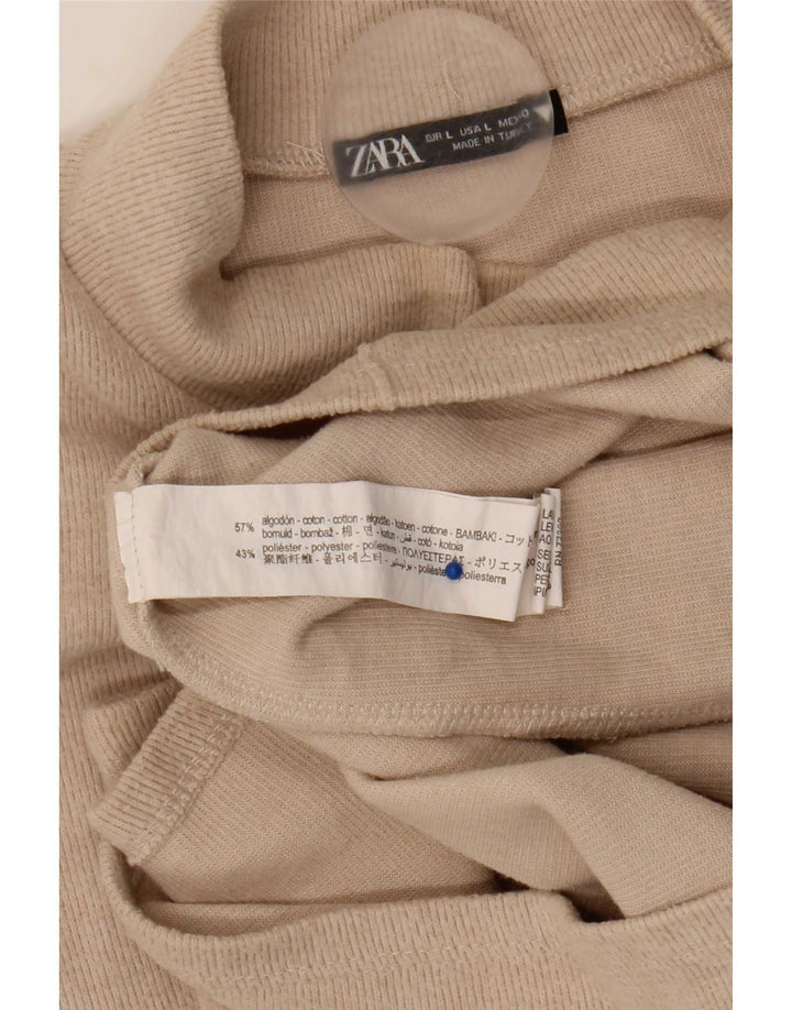 Zara Vestido recto para mujer UK 46 Grande Algodón beige