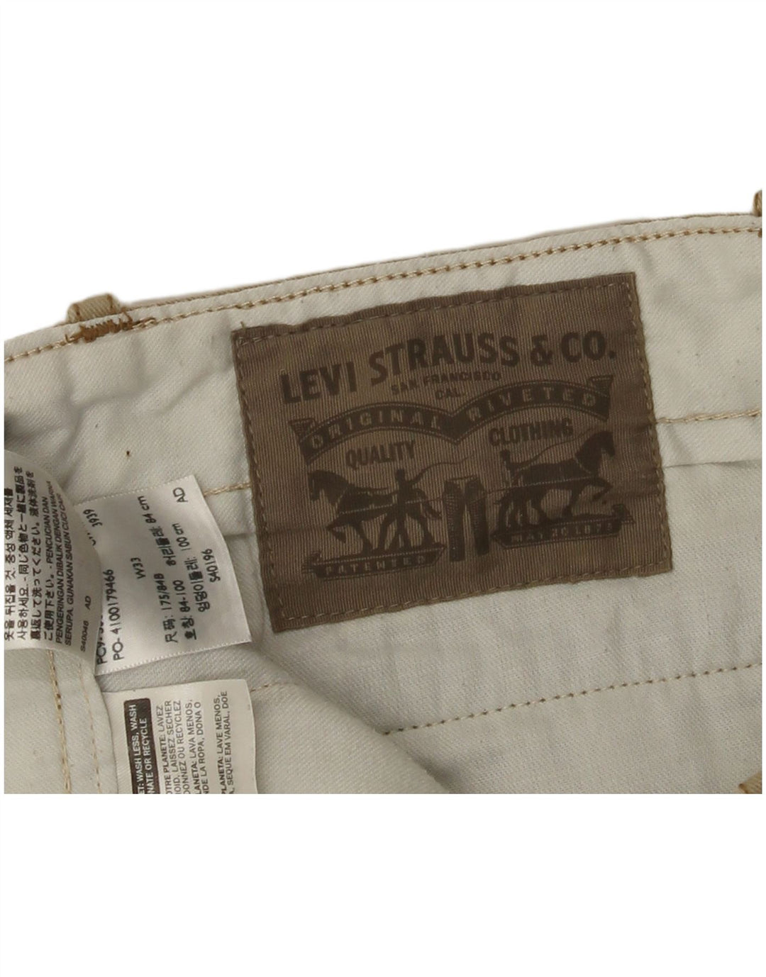LEVI'S Pantalones cortos chinos para hombre W33 Algodón beige medio