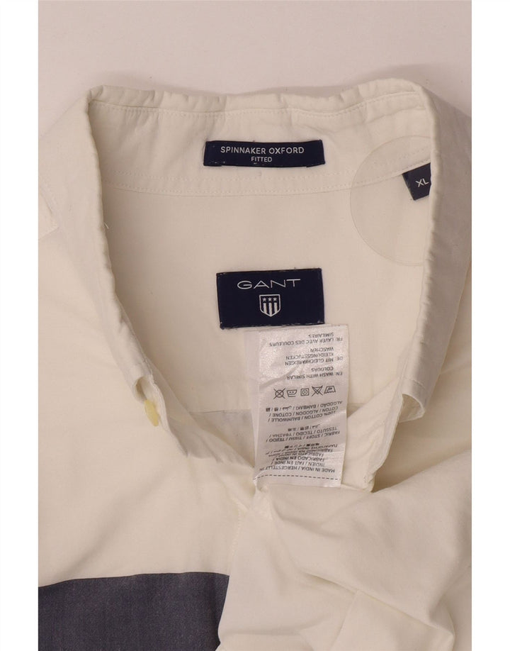 Gant Camisa ajustada para hombre XL Algodón a rayas blancas