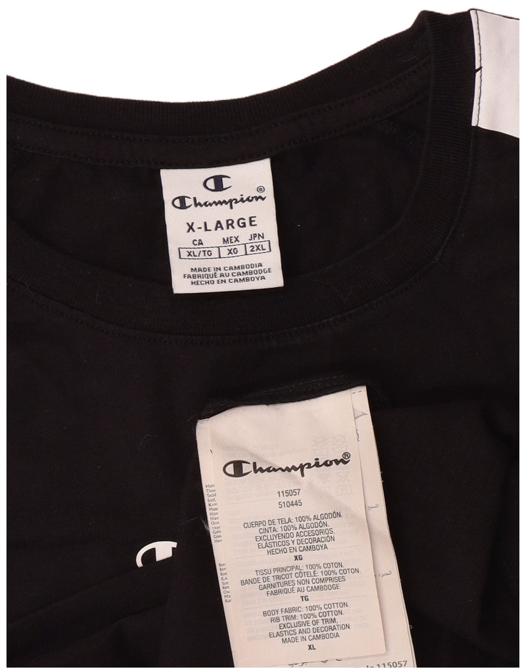 Champion Camiseta Gráfica Mujer Top XL Algodón Negro