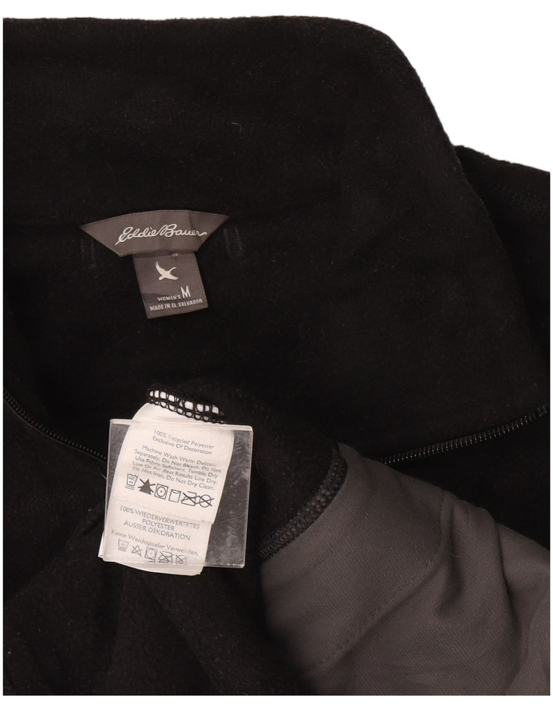 EDDIE BAUER Chaleco polar para mujer UK 12 Mediano Negro Poliéster
