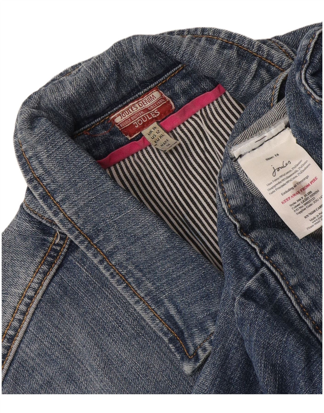 Joules Chaqueta vaquera corta para mujer Reino Unido 46 Algodón azul grande