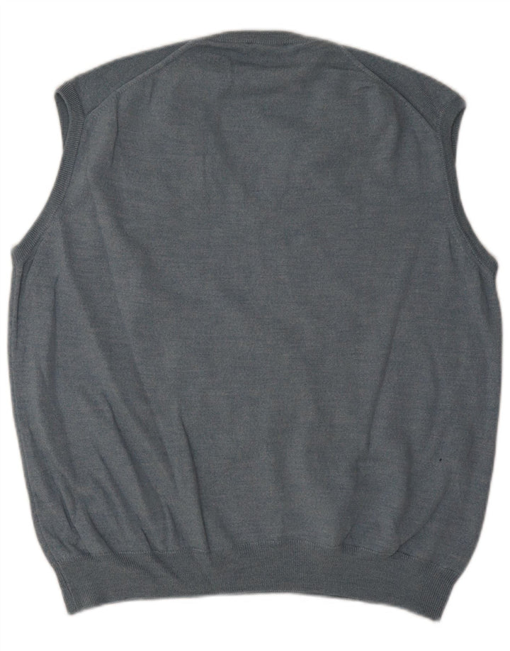 Vintage hombres chaleco tanque top grande azul nueva lana