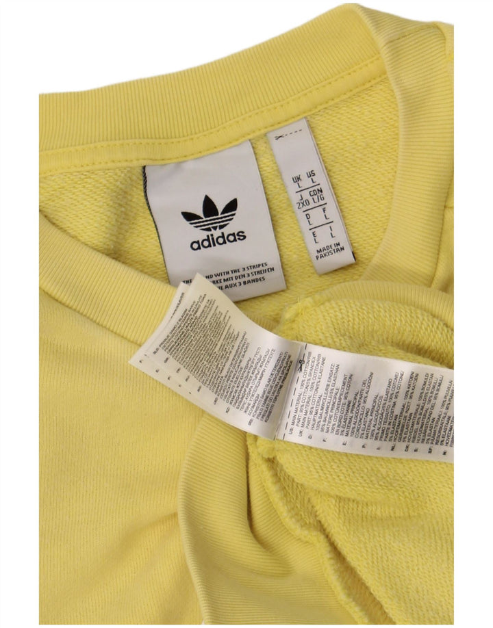 Adidas Hombre Sudadera Gráfica Jumper Grande Algodón Amarillo