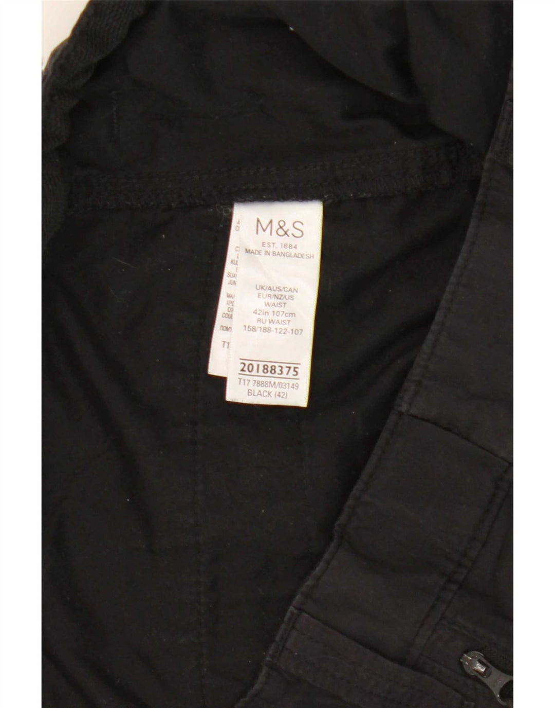 Marks & Spencer Pantalones cortos cargo para hombre W42 2XL Algodón negro