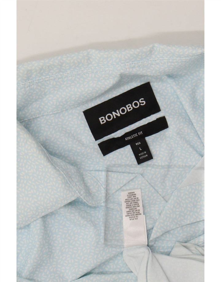 BONOBOS Camisa de ajuste atlético para hombre Nylon manchado azul grande