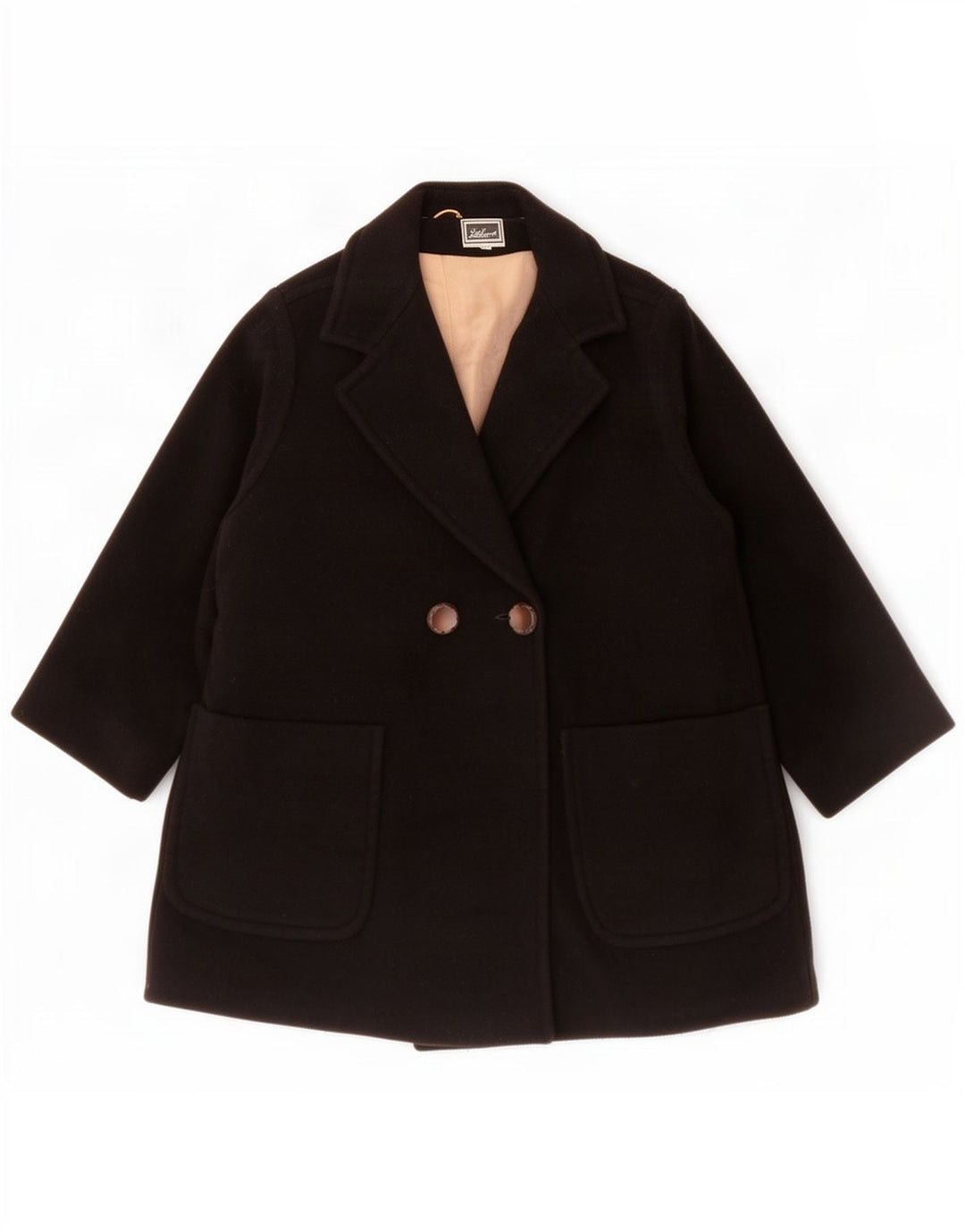 Luisa Spagnoli Abrigo cruzado de manga 3/4 para mujer UK 10 Small Black