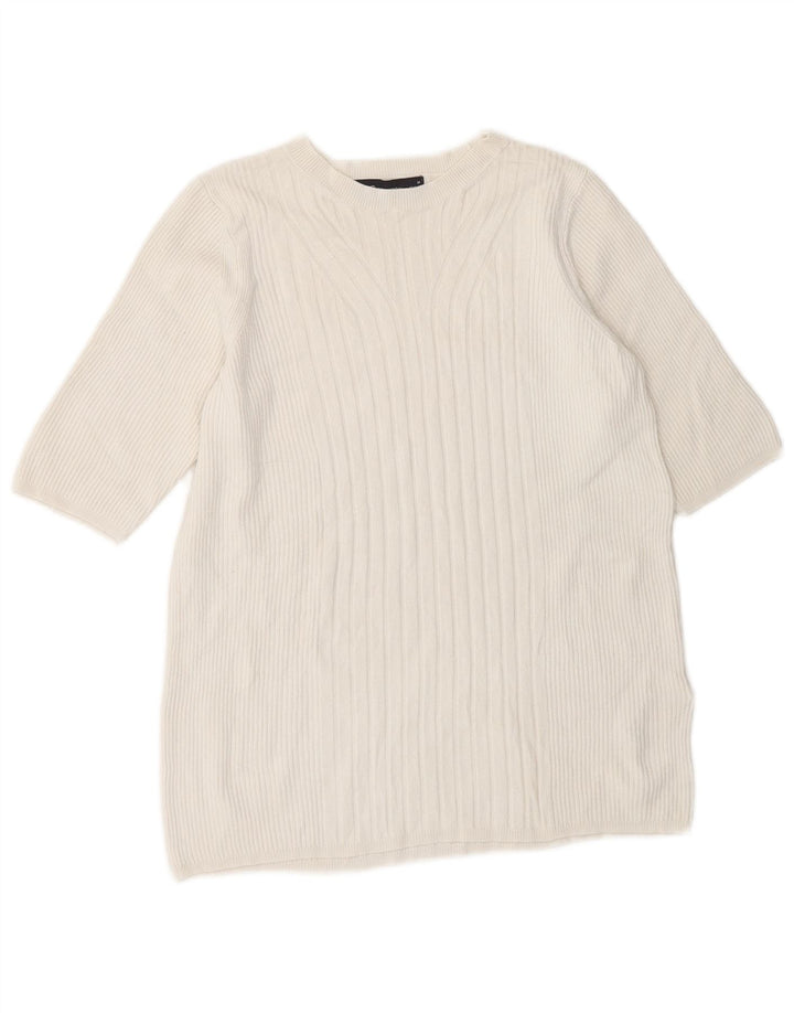 Marks & Spencer - Jersey para mujer con cuello barco, talla 40, talla mediana, color blanco