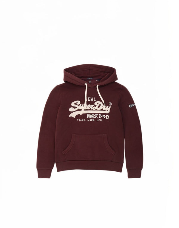 Superdry Jersey con capucha gráfica para mujer Reino Unido 10 Small Borgoña Algodón