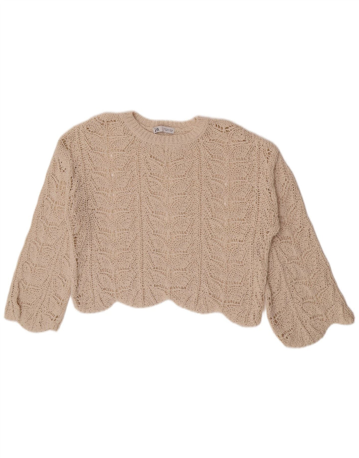 Zara Mujer Top Corto De Ganchillo Extragrande Reino Unido 10 Pequeño Beige