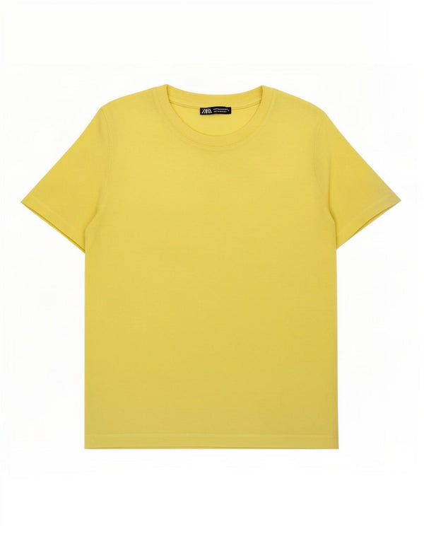 Zara Mujer Camiseta Top UK 44 Medio Amarillo