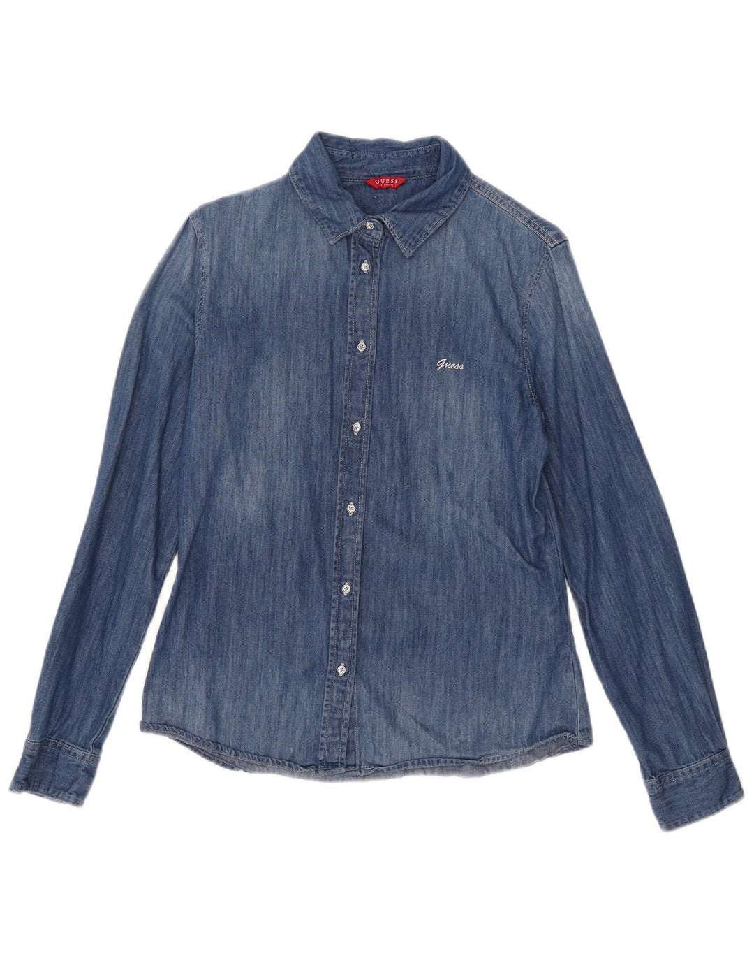 Guess Camisa Vaquera Mujer UK 10 Small Azul Algodón