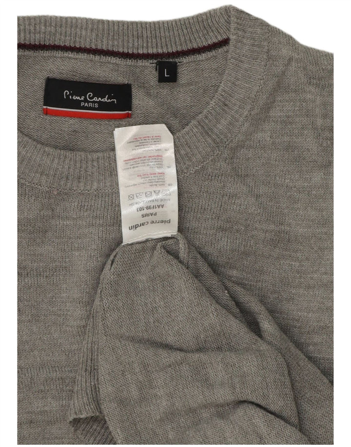 Pierre Cardin - Jersey de cuello redondo para hombre, acrílico gris grande