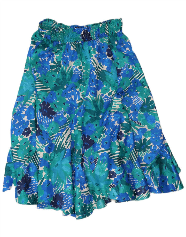 Vintage mujer falda acampanada W32 grande azul floral
