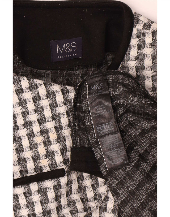 Marks & Spencer Chaqueta Bolero para Mujer UK 40 Mediana Poliéster a Cuadros Negro