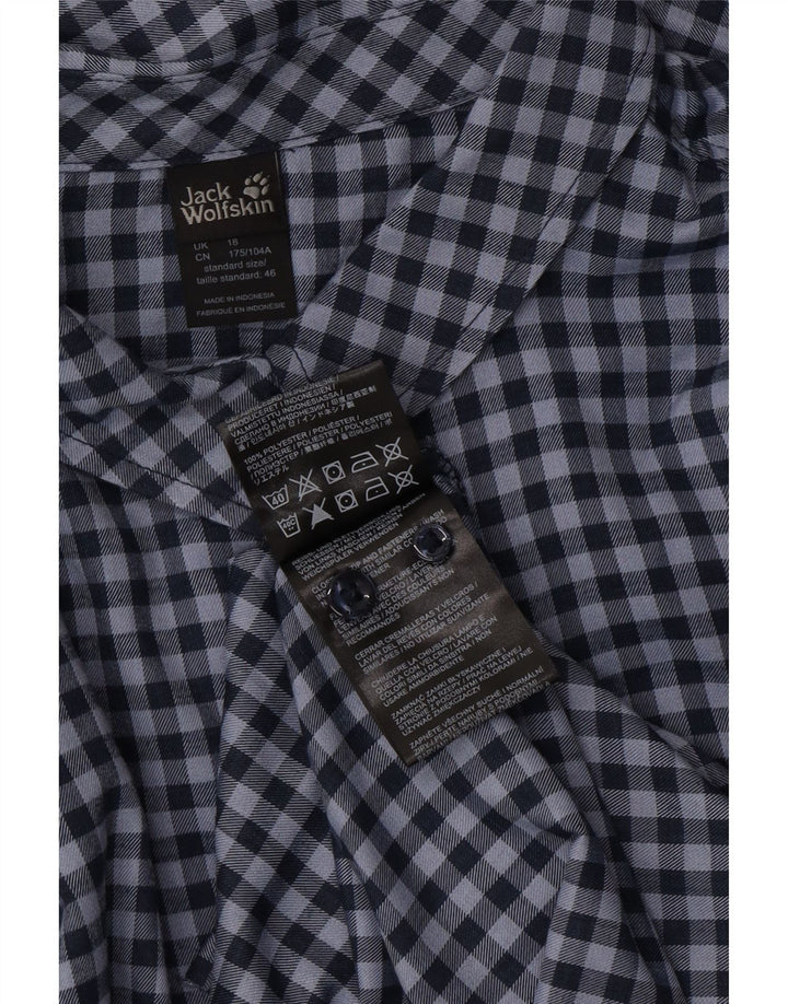 JACK WOLFSKIN Womens Flannel Shirt UK 18 XL Navy Blue Gingham Polyester Vintage Jack Wolfskin and Second-Hand Jack Wolfskin from Messina Hembry 