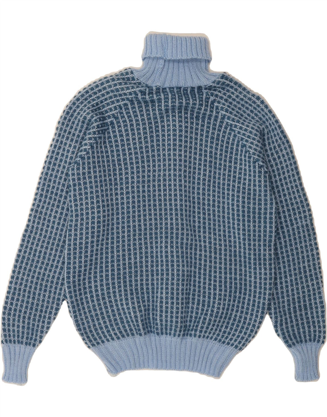 VINTAGE Womens Roll Neck Jumper Sweater UK 12 Medium Blue Check Vintage Vintage and Second-Hand Vintage from Messina Hembry 