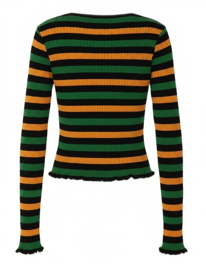 Zara Mujer Crop Top UK 40 Mediano Rayas Multicolor