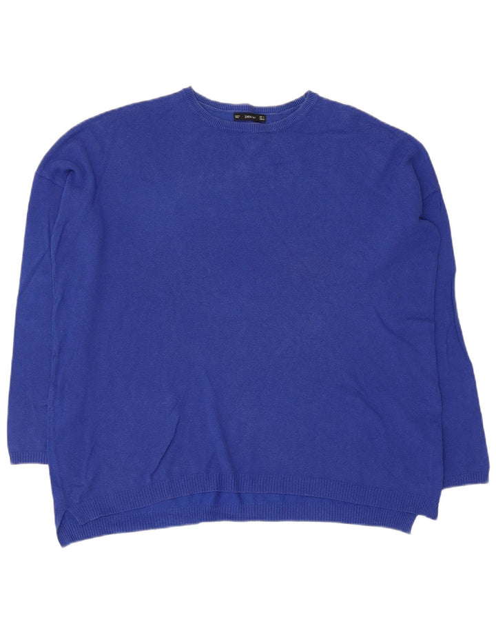 Zara Mujer Suéter De Cuello Redondo De Gran Tamaño UK 10 Small Azul