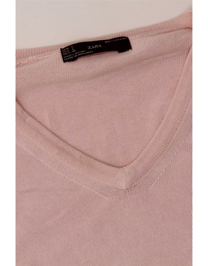 Zara Hombre Jersey Con Cuello En V Jersey Grande Rosa
